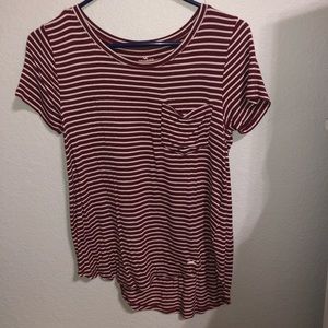 super soft maroon and white striped tee